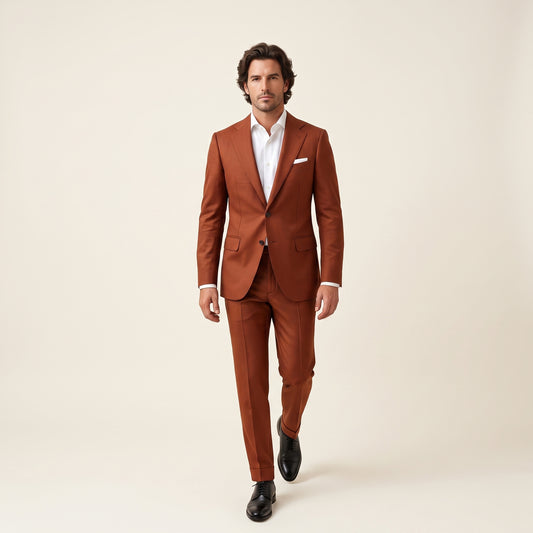 Notch Lapel, 2 pcs Suit, Brown, Pure Wool, Vitale Barberis