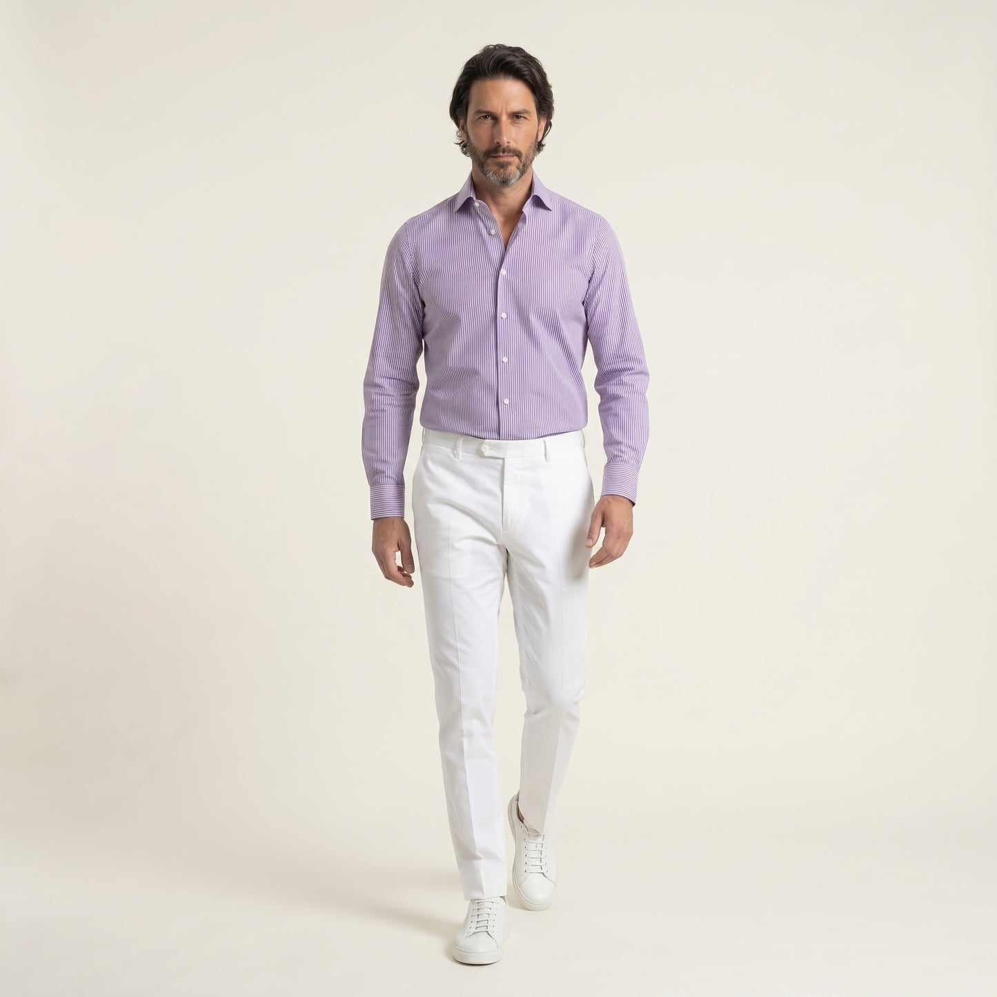 Shirt, Purple Stripes, Pure Cotton, Albini