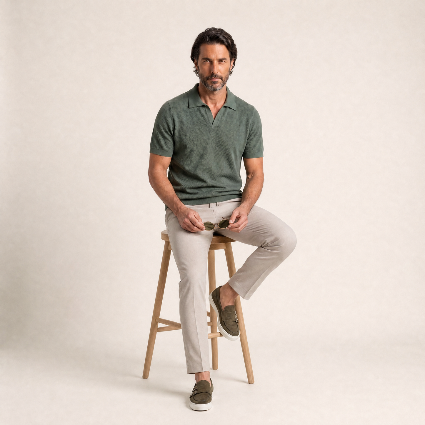 Buttonless Polo Cotton Crepe │ Green