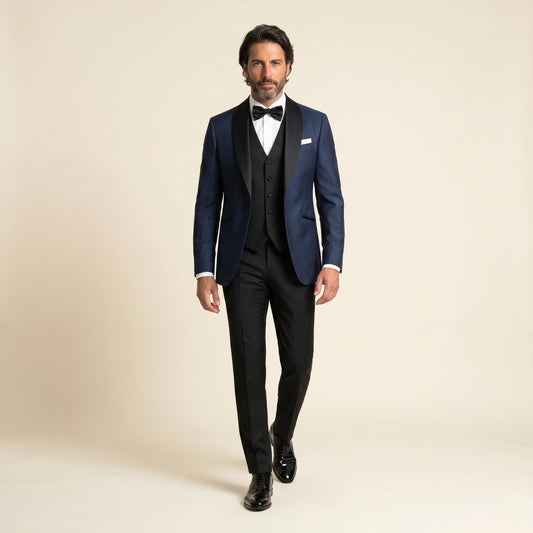 Shawl Lapel, Navy, Tuxedo Jacket, Wool & Elastane, Zignone