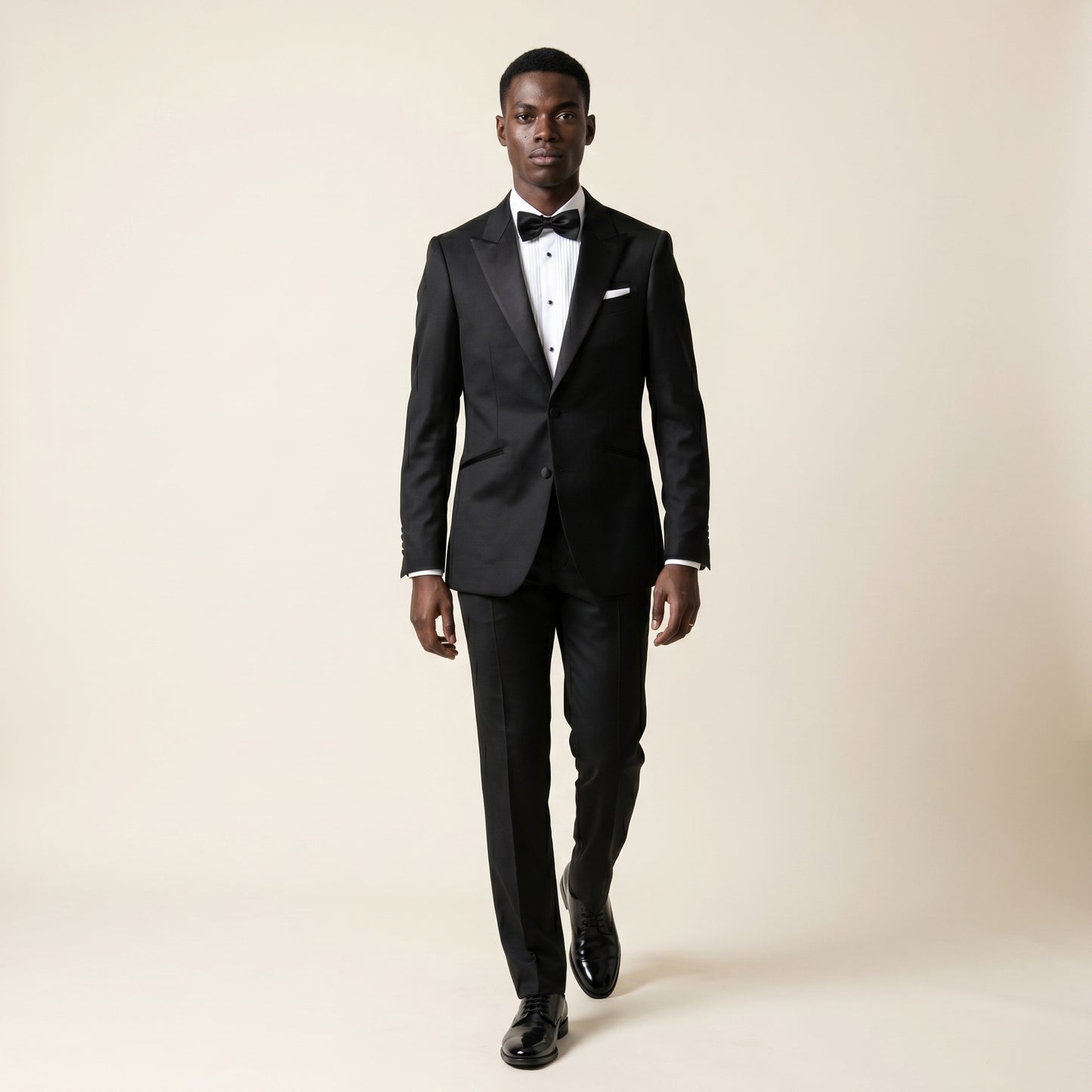 Peak Satin Lapel, Black, Tuxedo 2 pcs, Wool & Silk, Zignone