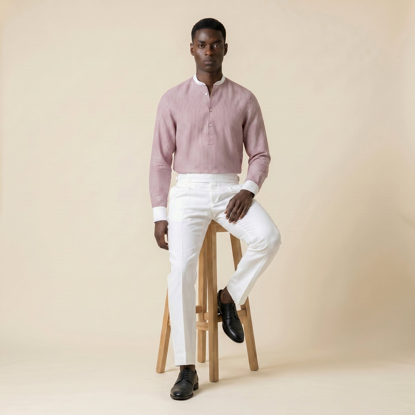 Polo Shirt, Red Stripes, Pure Linen, Ariston
