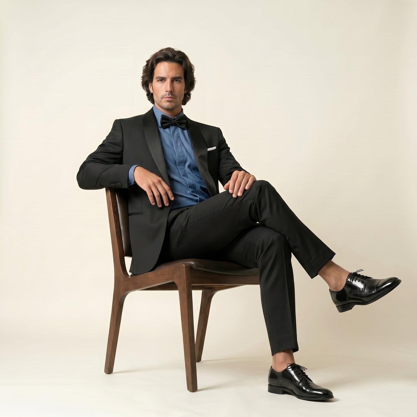 Shawl Satin Lapel, Black, Tuxedo 2 pcs, Wool & Silk, Zignone