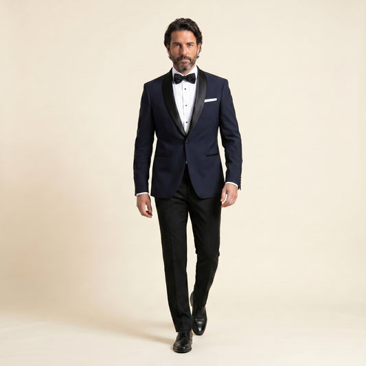 Shawl Satin Lapel, Tuxedo Dinner Jacket, Black, Carreman