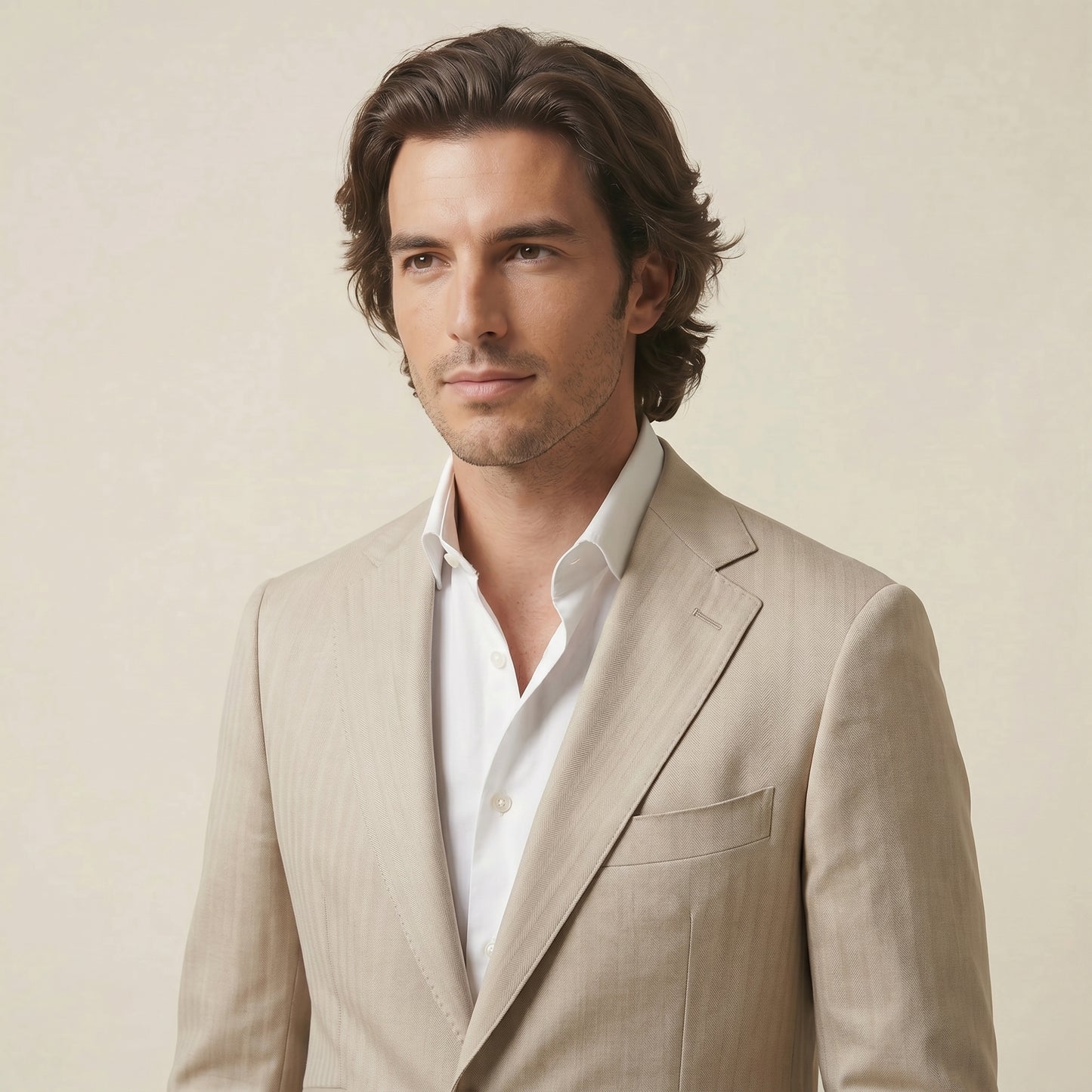 Notch Lapel, 2 pcs Suit, Beige, Pure Wool, Vitale Barberis