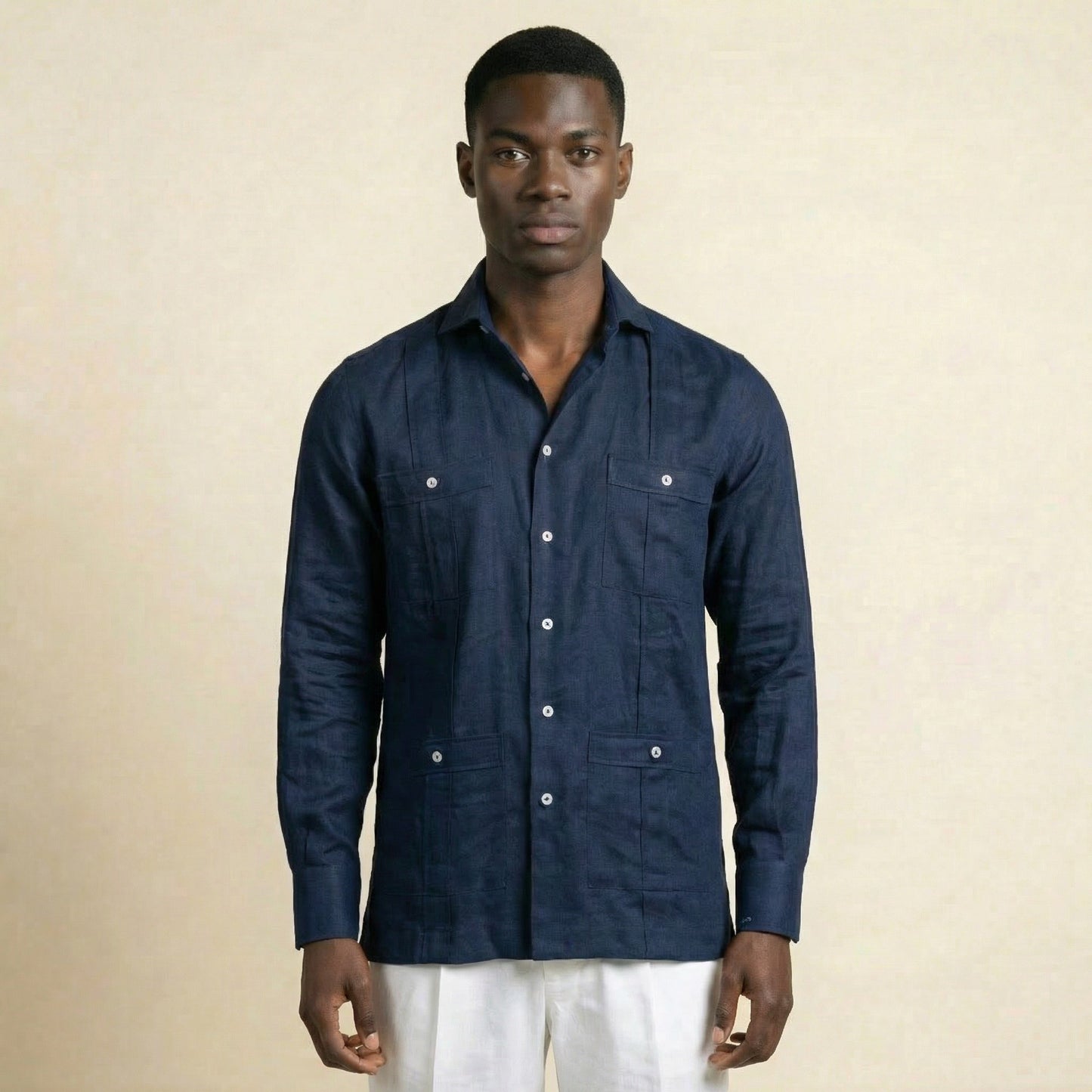 Cuban Shirt, Navy, Pure Linen