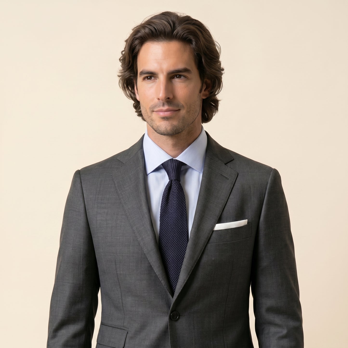 Notch Lapel, Suit 2 pcs, Dark Grey, Pure Wool, Super 110'S, Reda
