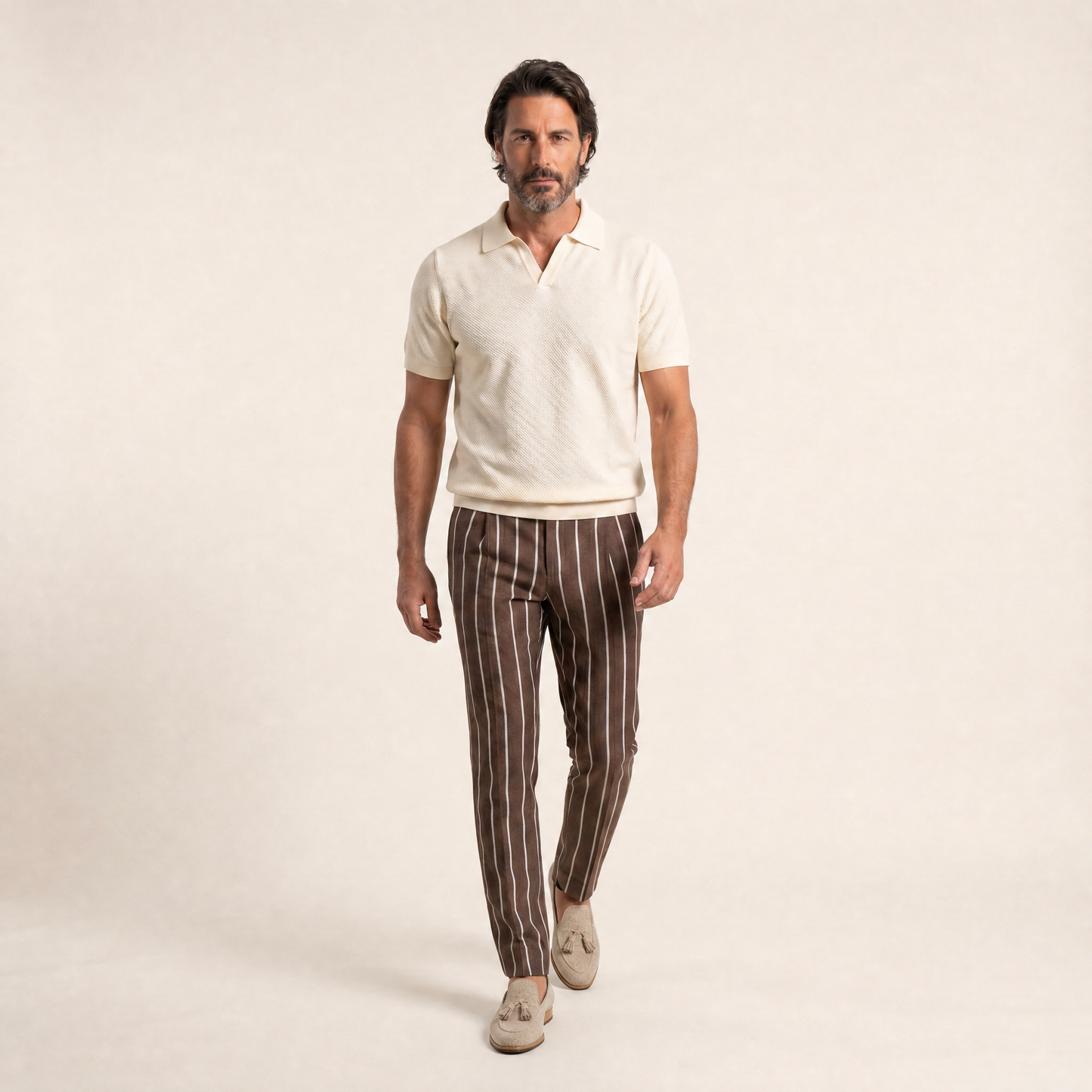 Buttonless Polo Cotton Crepe │ Vanilla