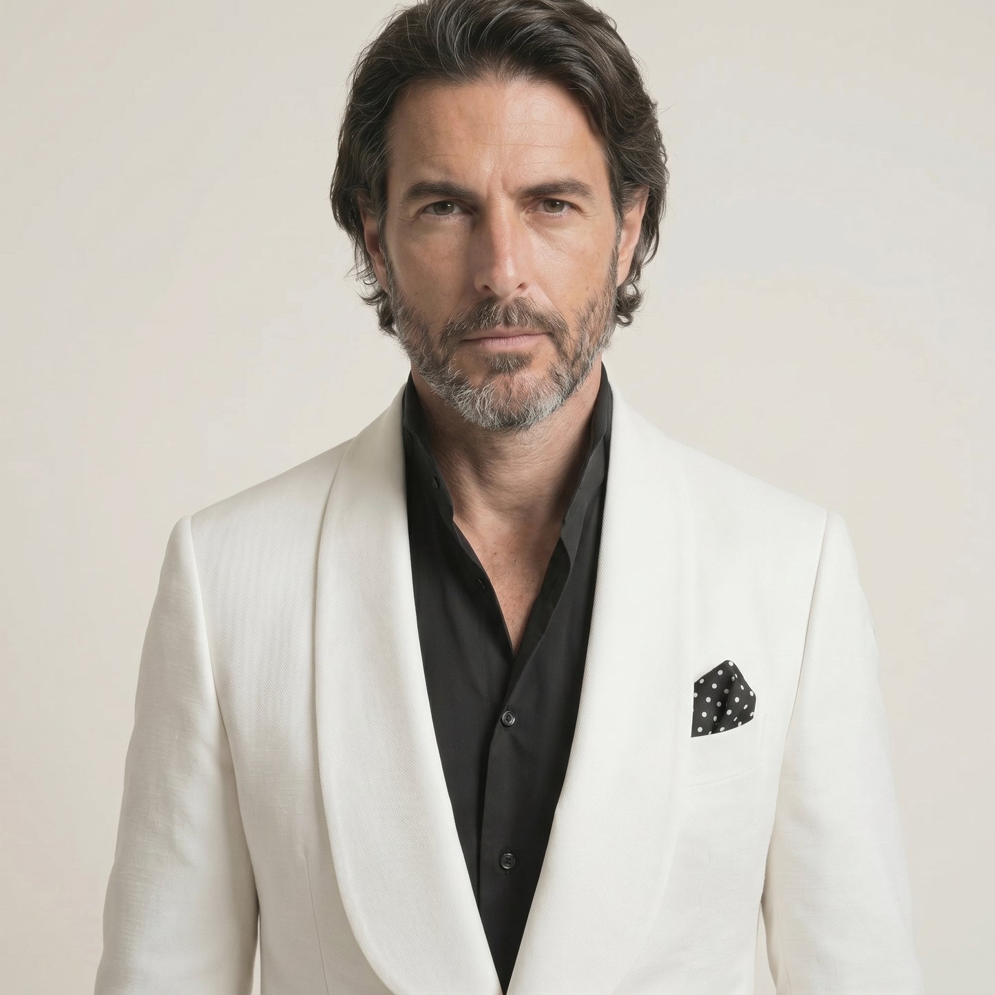 Shawl Lapel, Off White, Tuxedo Dinner Jacket, Pure Wool, Super 130's, Drago