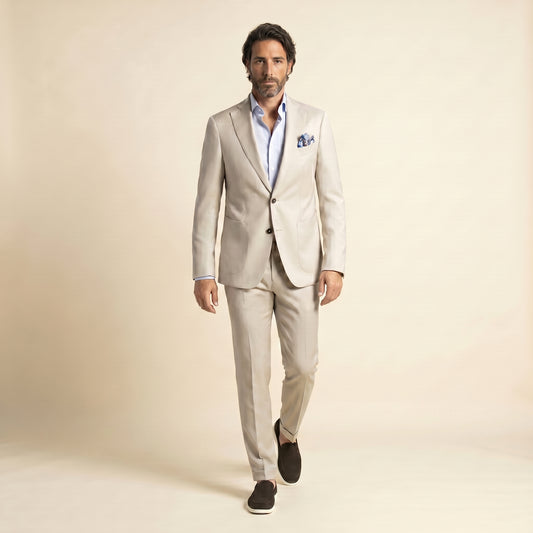 Notch Lapel, 2 pcs suit, Stone, Pure Wool, Zignone