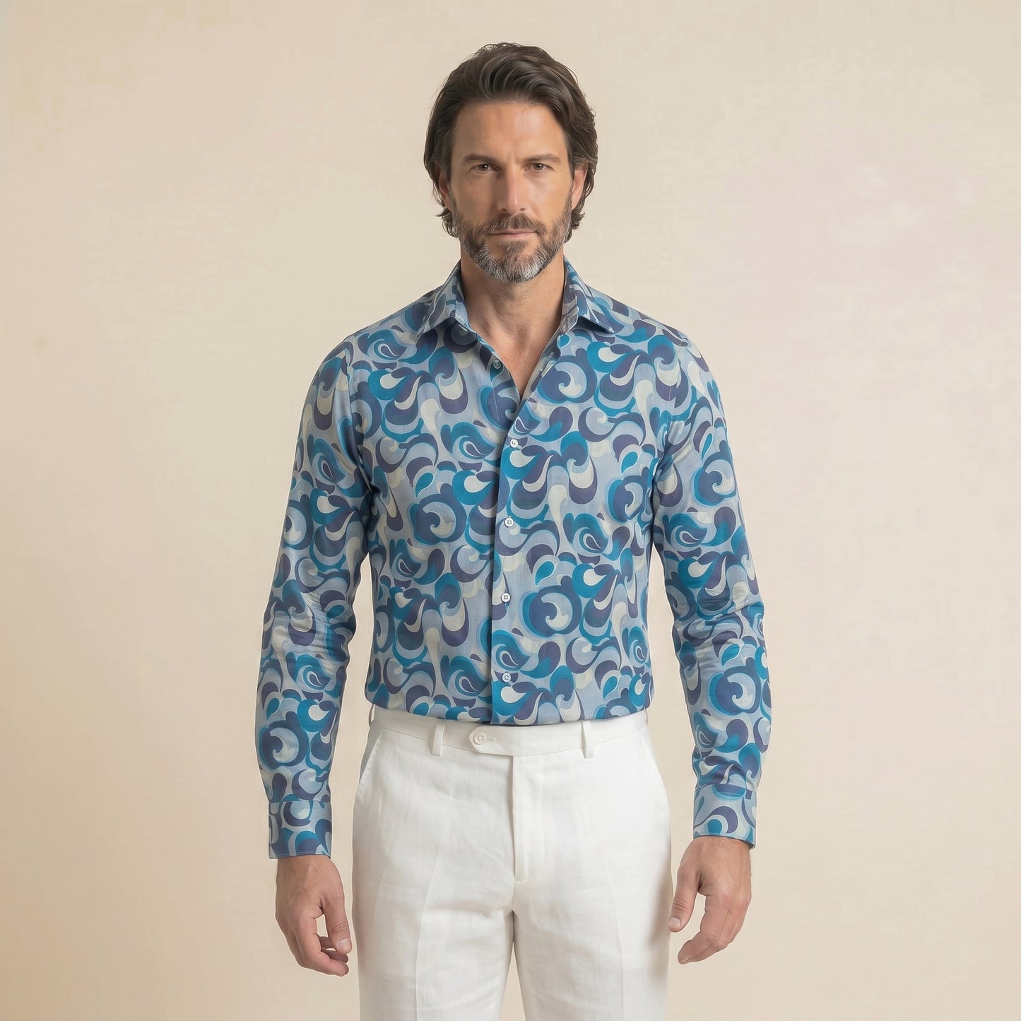 Shirt, Multicolor, Narciso Silk II, Pure Silk, Carnet