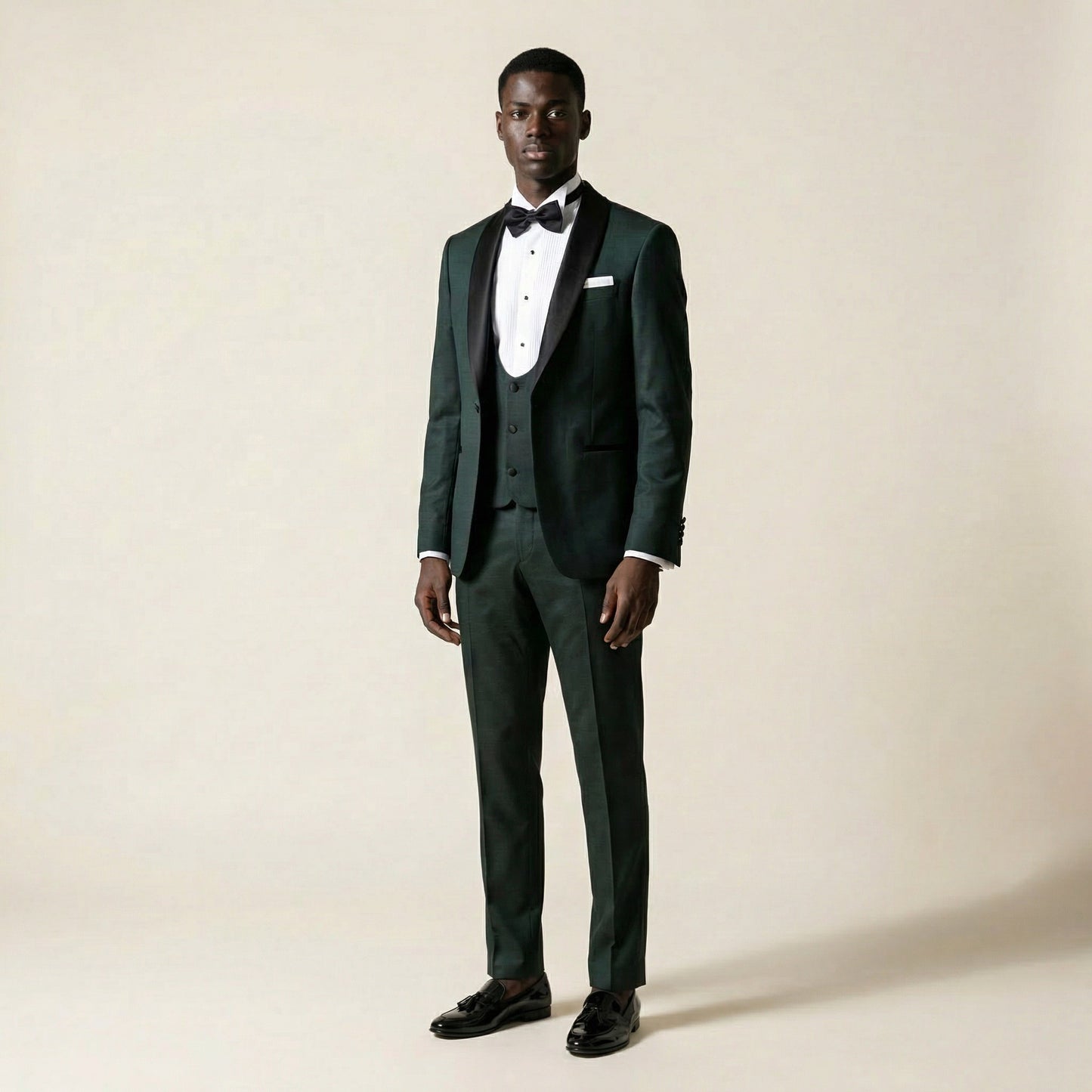 Shawl Satin Lapel, 2pcs Tuxedo, Green, Pure Wool, Dugdal