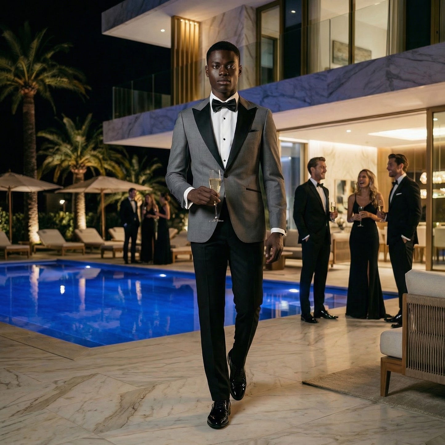 Peak Satin Lapel, Light Grey, Tuxedo Dinner Jacket, Pure Wool, Vitale Barberis