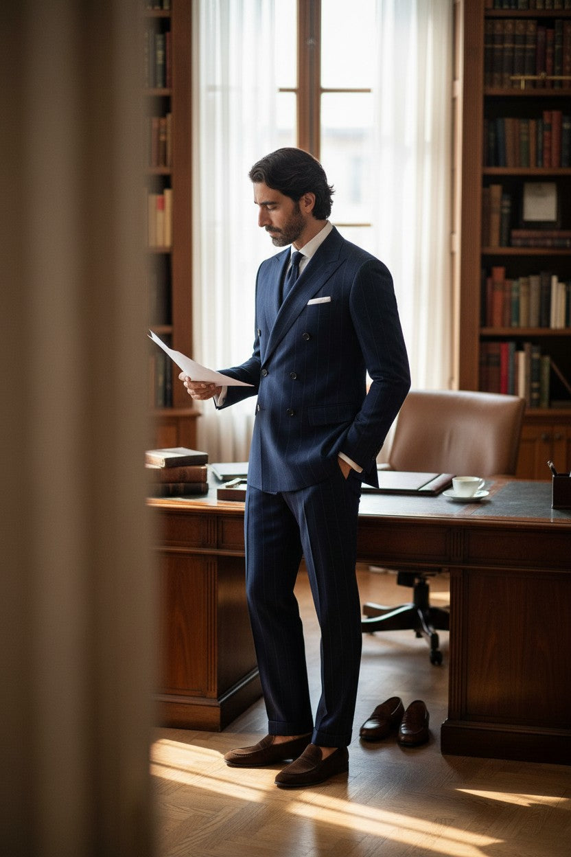 Double Breasted 6 on 2, 2 pcs Suit, Blue, Pure Wool, Zegna