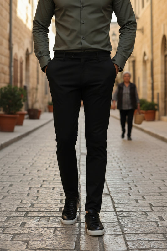 Tec Chino with belt loops Black