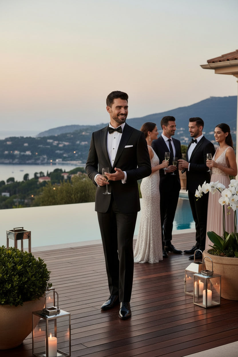 Peak Lapel, Black, Tuxedo, Zignone Wool & Silk