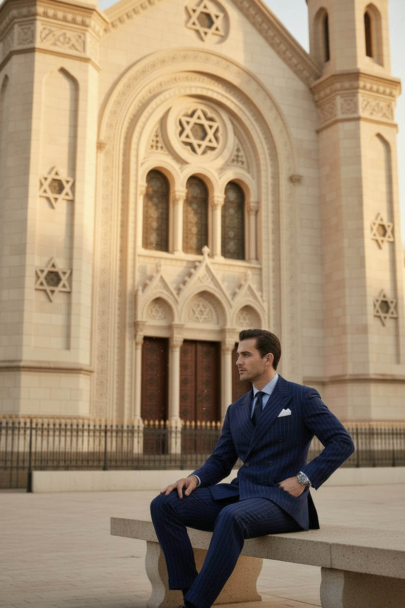Double Breasted 4 on 1, 2 pcs Suit, Blue, Superfine Australian Wool, Zegna