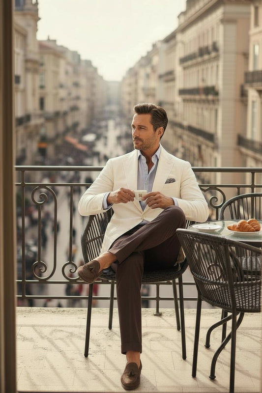 Notch Lapel, Off White, Loro Piana, Jacket Only