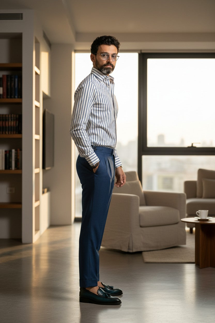 Royal blue Trousers with adjusters Vitale barberis canonico tropical wool