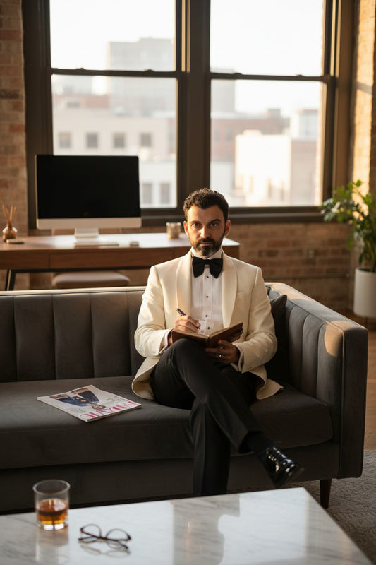 Shawl Lapel, Off white, Tuxedo Dinner Jacket, Vitale Barberis