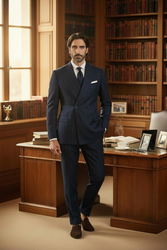 Double Breasted 6 on 2, 2 pcs Suit, Blue, Pure Wool, Zegna