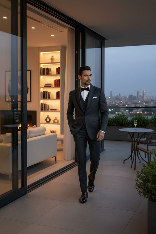 Shawl Lapel, Dark Grey, Tuxedo 2pcs, Reda Super 110'S