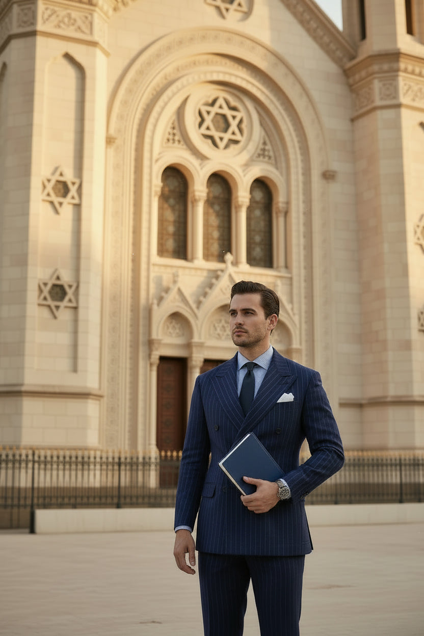 Double Breasted 4 on 1, 2 pcs Suit, Blue, Superfine Australian Wool, Zegna
