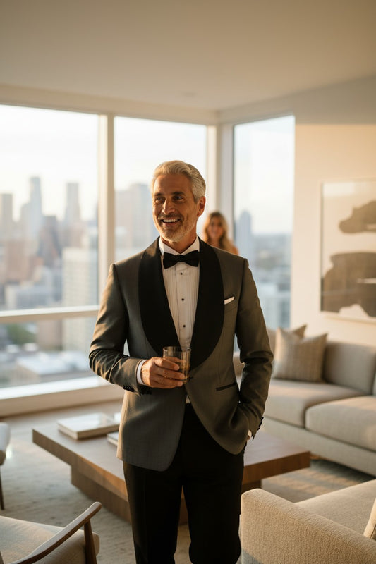 Shawl Satin Lapel, Grey, Tuxedo, Reda Super 110'S Only Jacket