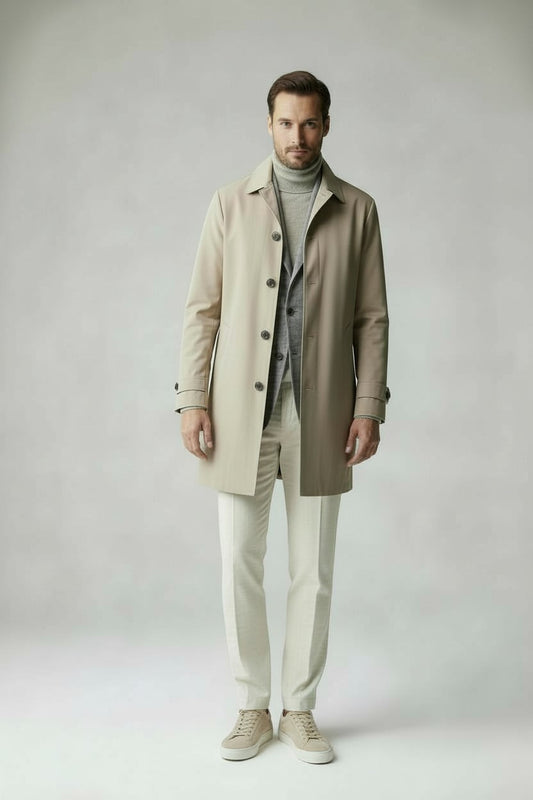 Beige Car Coat – Custom Made
