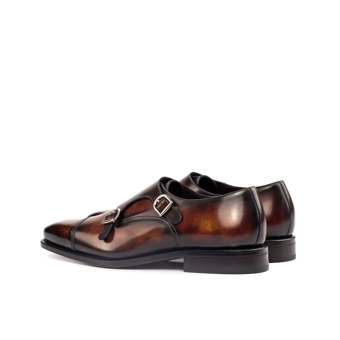 Leather Double Monk Savile │ Cognac Marble Patina