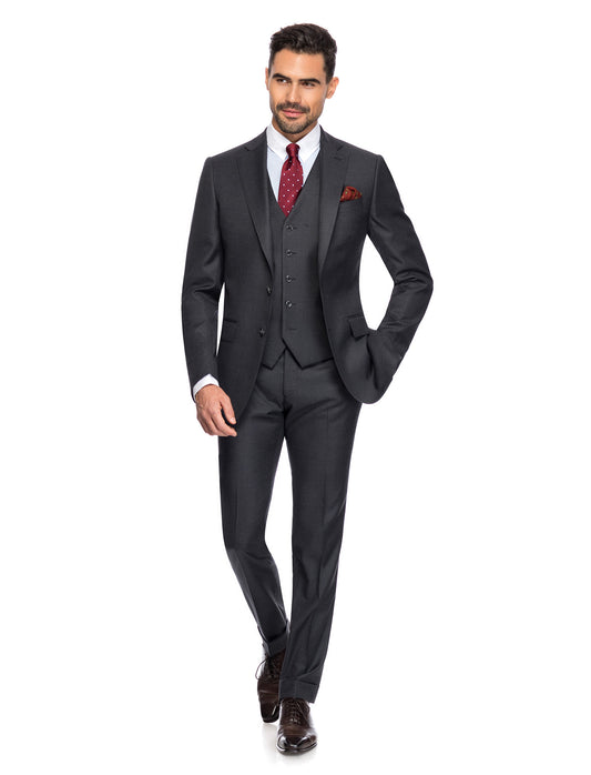 Dark grey Suit 3pcs, Loro Piana 150'S notch lapel