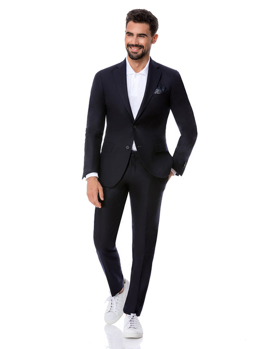 Navy stretch Suit notch lapel