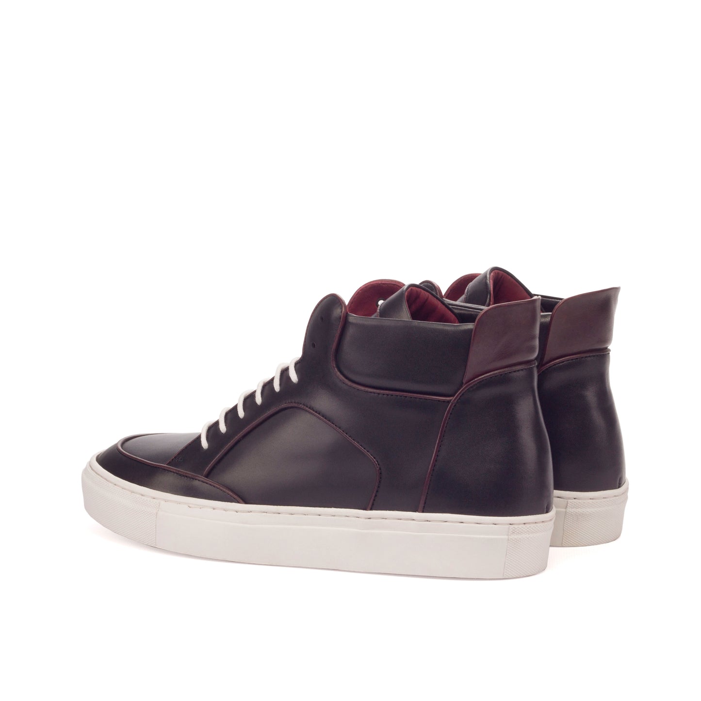 High Sneakers black & bordeaux leather