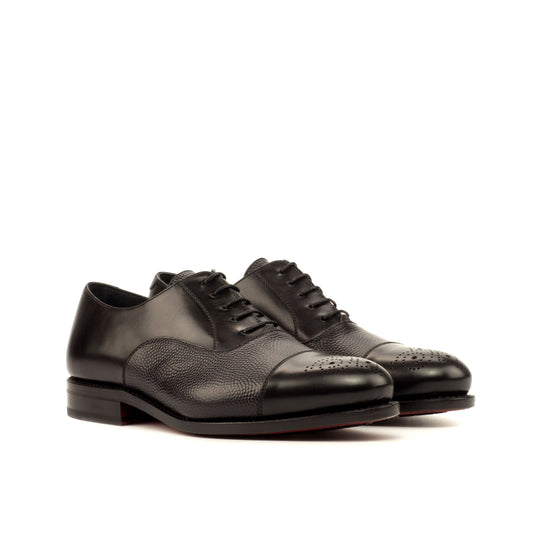 Leather Oxford Zurigo Perforated │ Black Box Calf & Black Pebble Grain