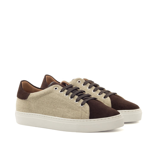 Linen & Suede Trainer │ Ivory & Brown