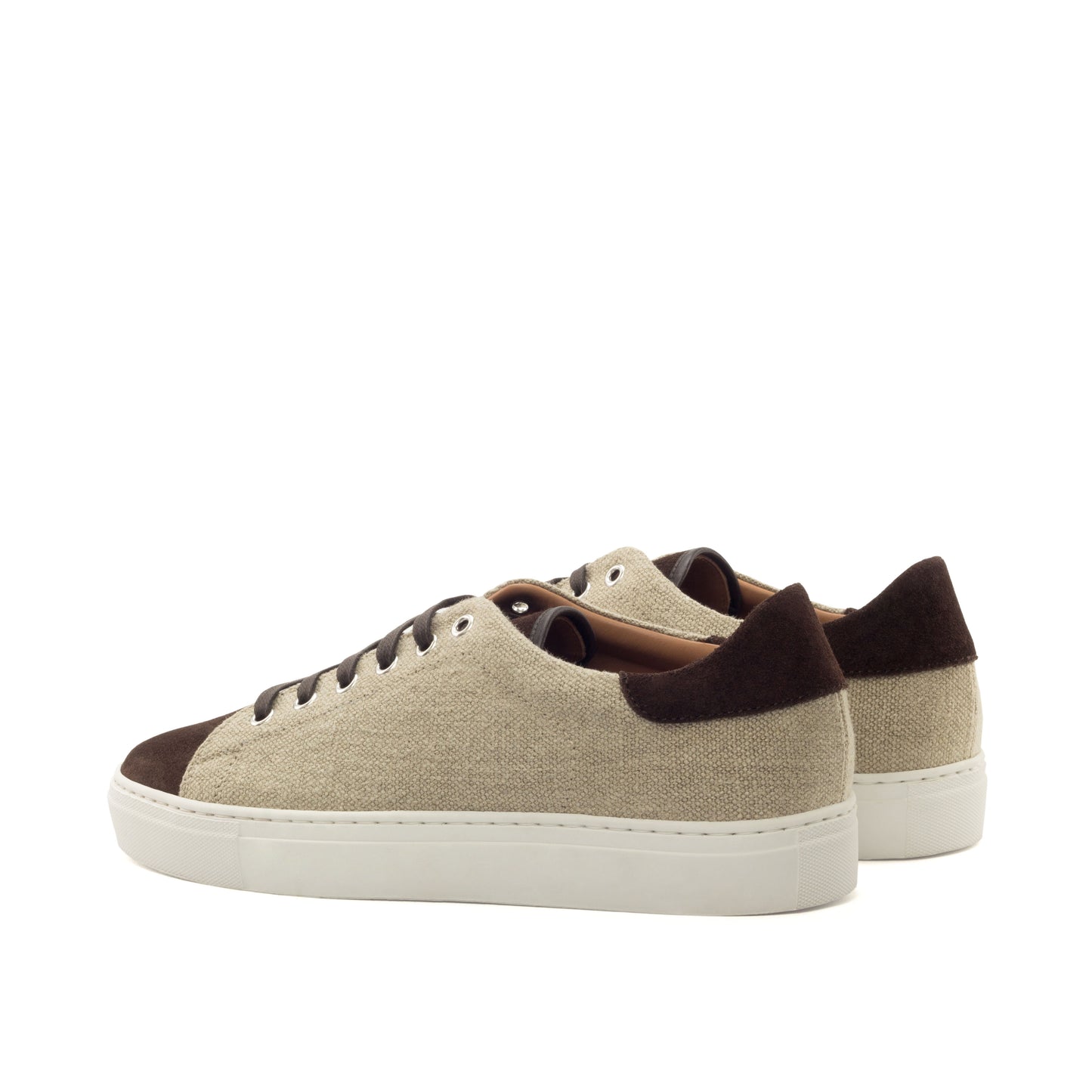 Linen & Suede Trainer │ Ivory & Brown