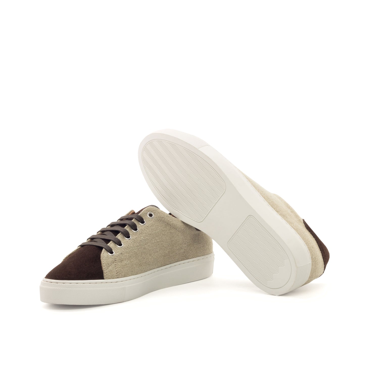 Linen & Suede Trainer │ Ivory & Brown