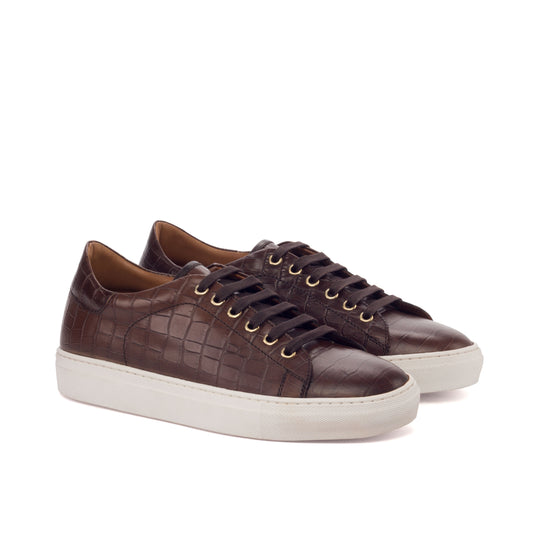 Leather Croc-Effect Trainer │ Brown