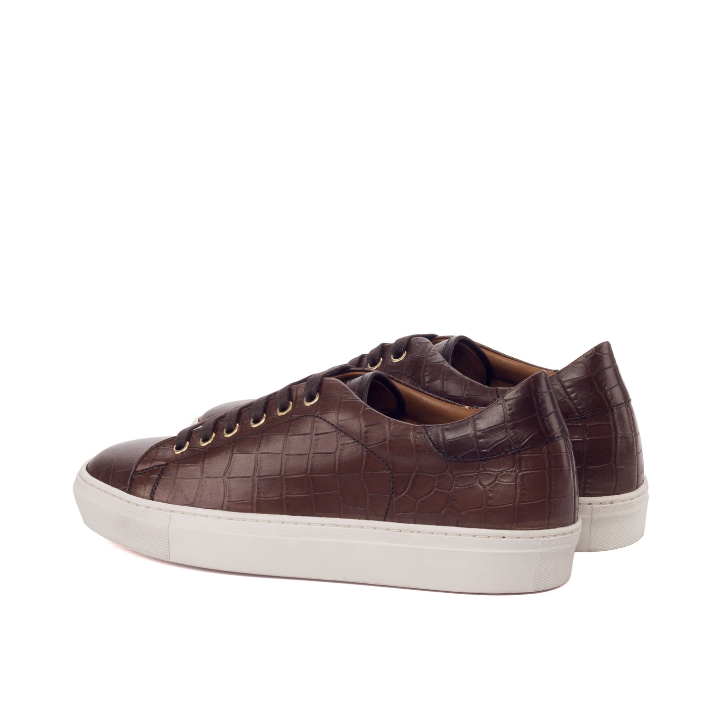 Leather Croc-Effect Trainer │ Brown