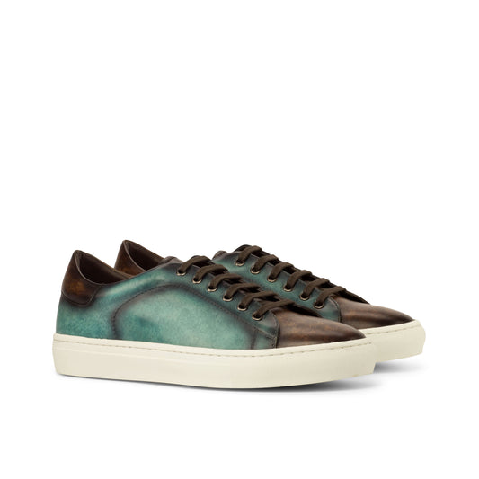 Leather Trainer │ Azur & Brown Marble Patina