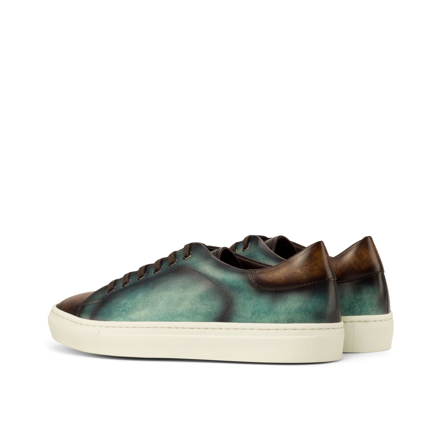 Leather Trainer │ Azur & Brown Marble Patina