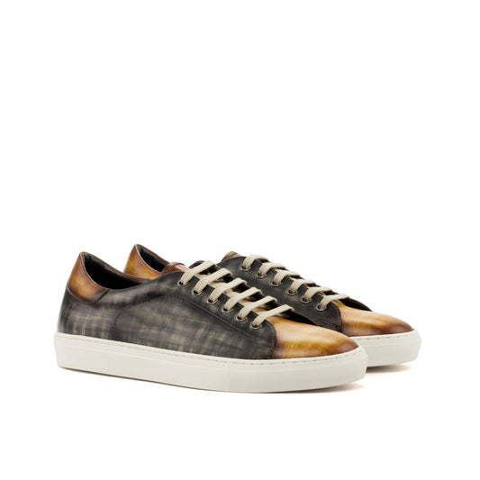 Leather Trainer │ Grey & Tobacco Papiro Patina