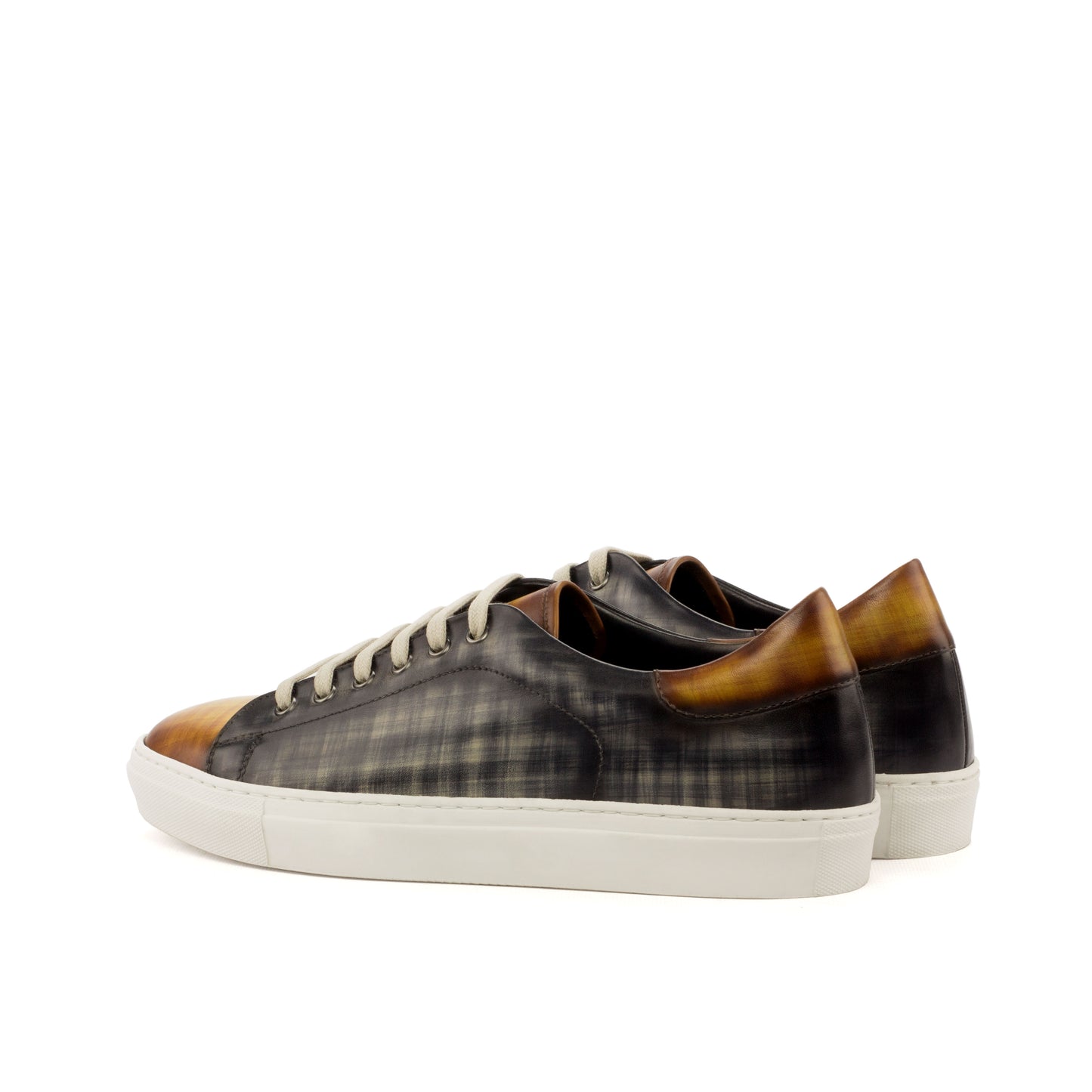 Leather Trainer │ Grey & Tobacco Papiro Patina