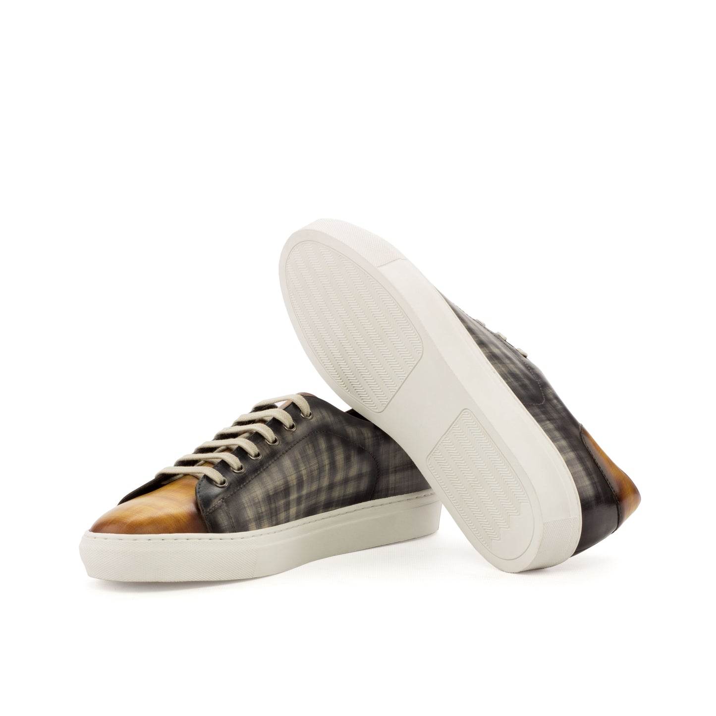 Leather Trainer │ Grey & Tobacco Papiro Patina