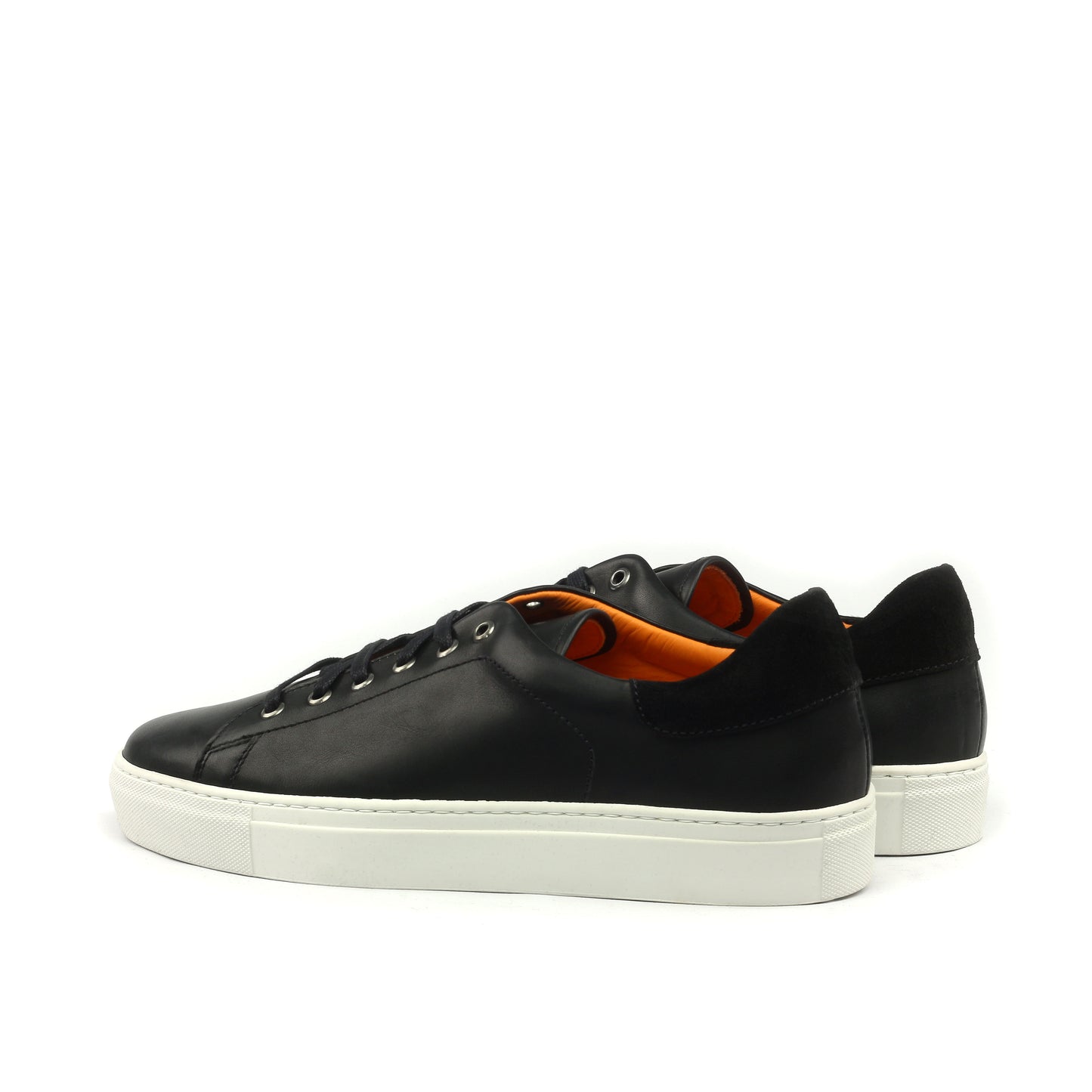 Leather Trainer │ Black & Orange Inside