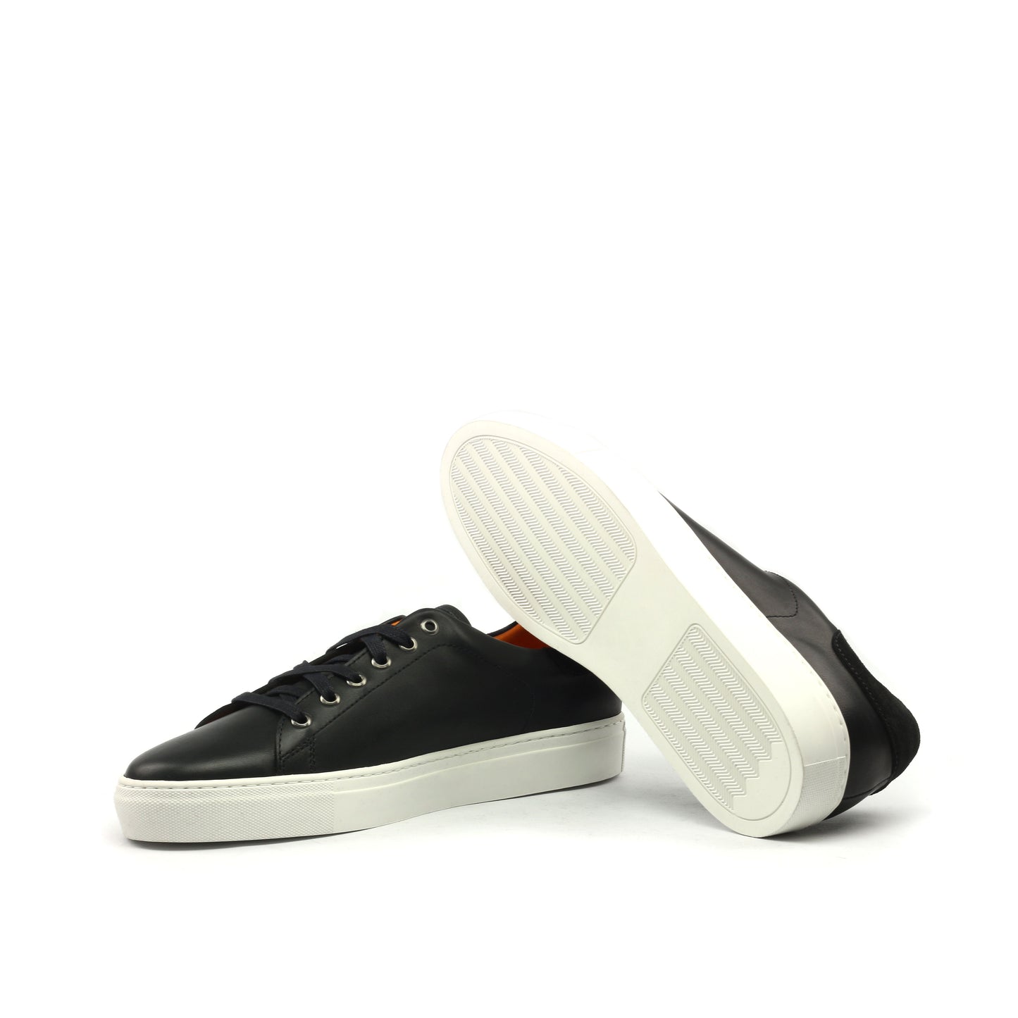 Leather Trainer │ Black & Orange Inside